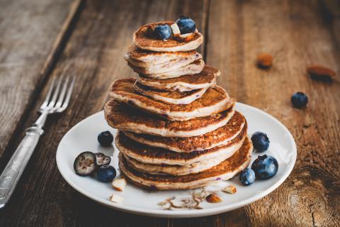 Oat-blueberry-pancakes-stack-on-a-plate