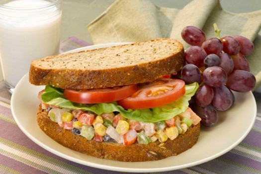 Shrimp-Confetti-Salad-Sandwich-with-Grapes_BeansCornMealBreadGrapesWhatsCooking